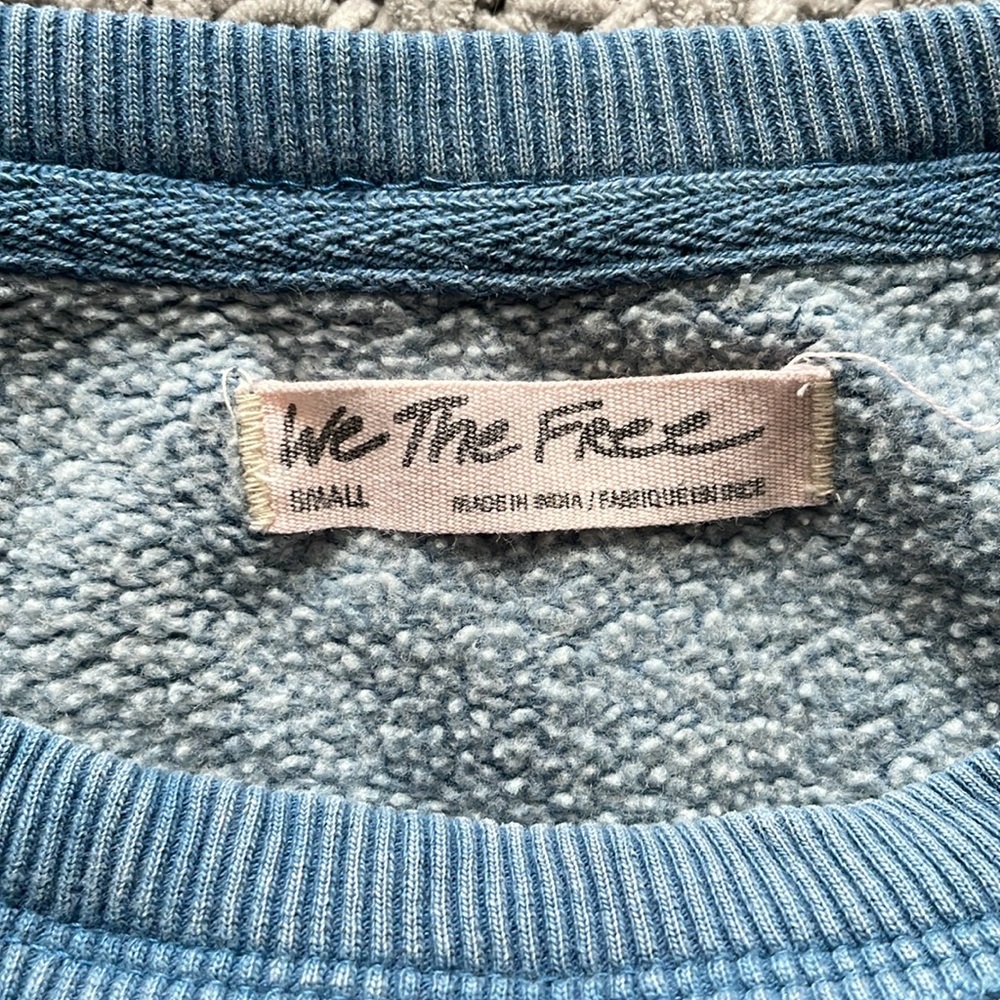 We The Free Blue Cropped Crewneck Sweater - Picture 2 of 7